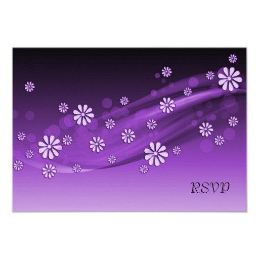 Purple Luxury Floral Wave RSVP card