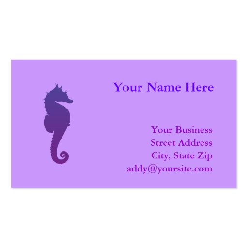 Purple Magic Sea Horse Business Cards (front side)