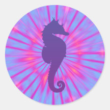Purple Magic Sea Horse Round Stickers