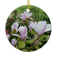 Purple magnolia flowers Easter holiday ornament