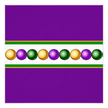 Purple Mardi Gras Beads Invitation