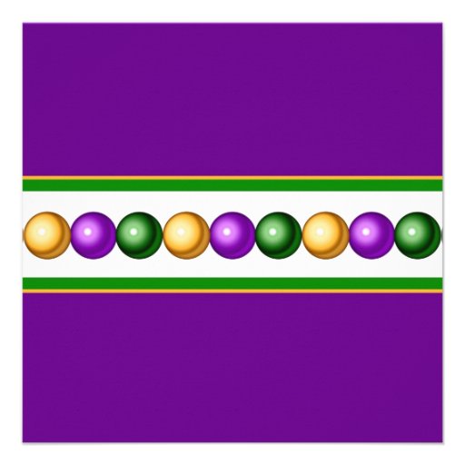 Purple Mardi Gras Beads Invitation