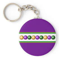Purple Mardi Gras Beads Keychain