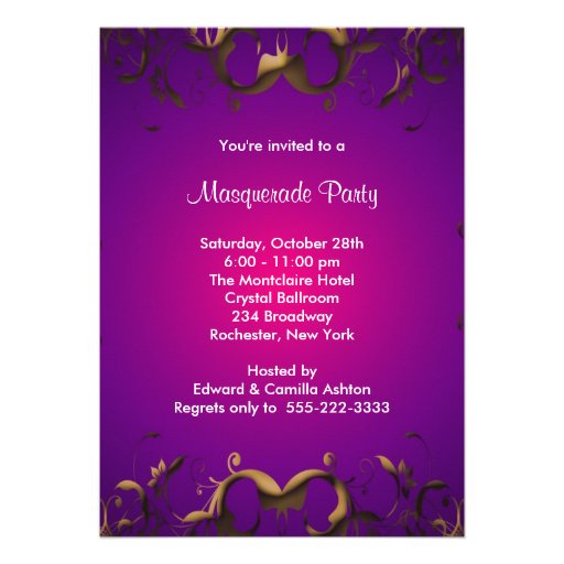 Purple Mardi Gras Mask Masquerade Party Invitation