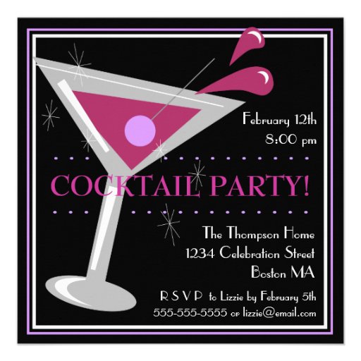 Purple Martini Cocktail Party Invitation