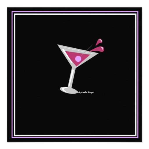Purple Martini Cocktail Party Invitation