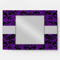 Purple Masquerade Black Damask Halloween Envelope