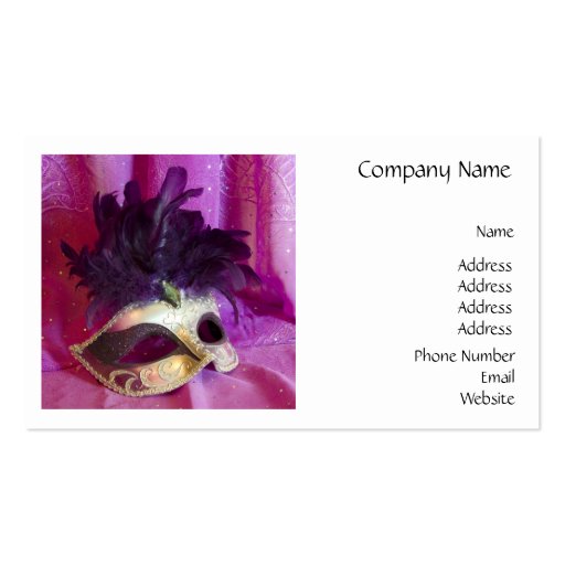 Purple Masquerade Mask Business Card Templates (front side)