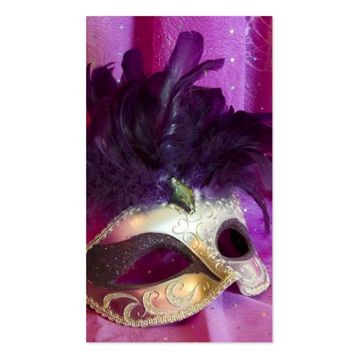 Purple Masquerade Mask Business Card Templates (back side)