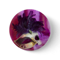 Purple Masquerade Mask Pinback Button