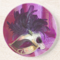 Purple Masquerade Mask Coaster