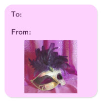 Purple Masquerade Mask Gift Tag Stickers