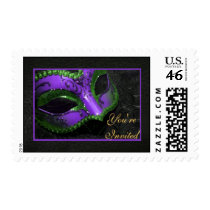 Purple Masquerade Mask Halloween Party Postage