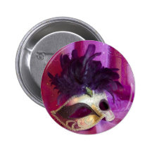 Purple Masquerade Mask Pinback Button