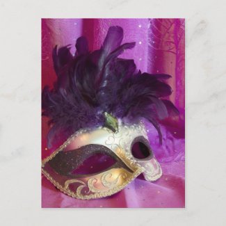 Purple Masquerade Mask Post Cards