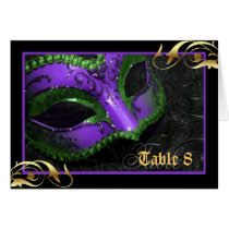 Purple Masquerade Mask Table Number Card