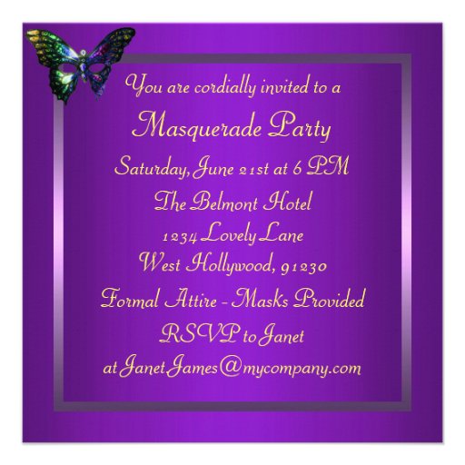 Purple Masquerade Party Invitation