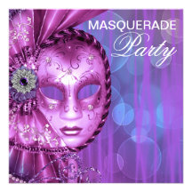 Purple Masquerade Party Personalized Announcement
