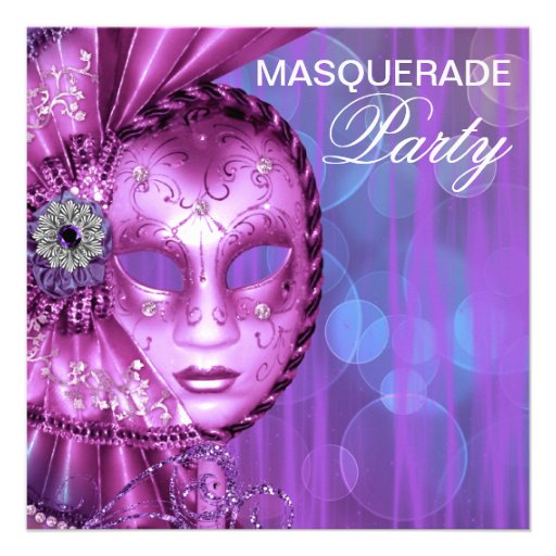 Purple Masquerade Party Personalized Announcement