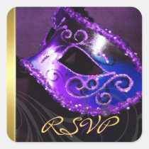 Purple Masquerade Swirl RSVP Sticker