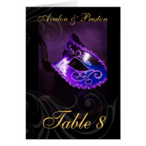 Purple Masqurade Swirl Table Number Card