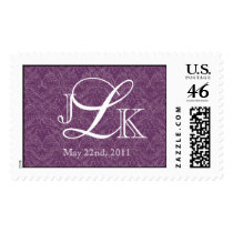Purple Matching Monogram Wedding Postage