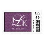 Purple Matching Monogram Wedding Postage postage