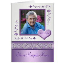 Purple Memorial Card with Photo