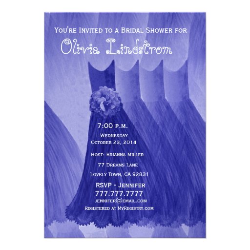 PURPLE Metallic Bridesmaid Dresses Bridal Shower Personalized Invite