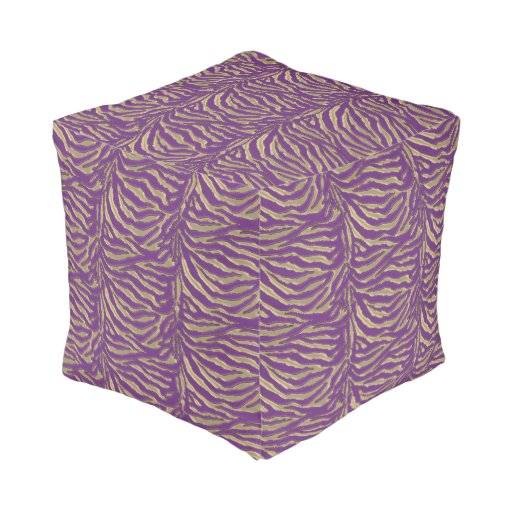 Purple Metallic Gold Zebra Animal Print Pouf Zazzle