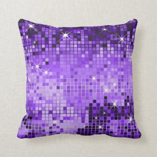 Purple Metallic Sequins Glitter Abstract Pixel Art Pillows