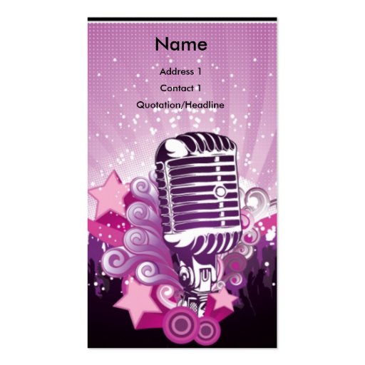 â™« Purple Mic and Pink stars â™« Business Card Templates (front side)