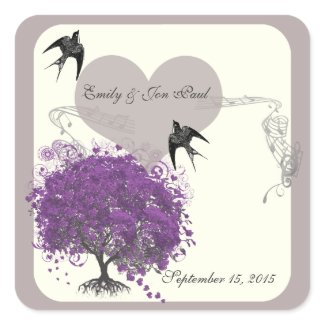 Purple Mink Heart Leaf Tree Weddings sticker