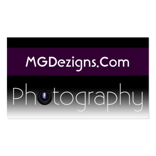 purple Mod Photoraphy, camera lens Business Card (front side)