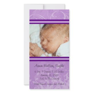 Purple Mod Style New Baby Photo Card photocard