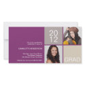 Purple modern block class of grad announcement photocard