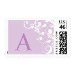 Purple Monogram A Wedding Stamp