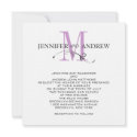 Purple Monogram and Names Wedding Invitation invitation