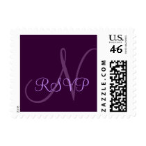 Purple Monogram and RSVP Stamp by monogramgallery Purple Monogram and RSVP Stamp