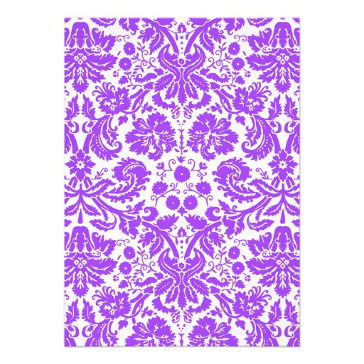Purple Monogram Damask Bridal Shower Invitations