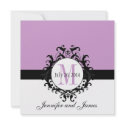 Purple Monogram Damask Wedding Invitation invitation