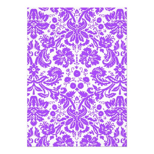 Purple Monogram Damask Wedding Invitations