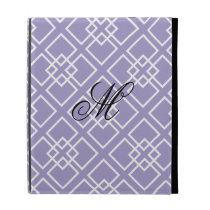 Purple Monogram Geometric Pattern iPad Folio Cover
