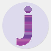 Purple Monogram - Letter J Round Sticker