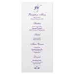 Purple Monogram Reception Menu Personalized Rack Card
