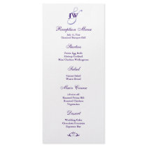 Purple Monogram Reception Menu Personalized Rack Card