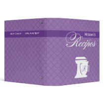 Purple Monogram Recipe Book 3 Ring Binder