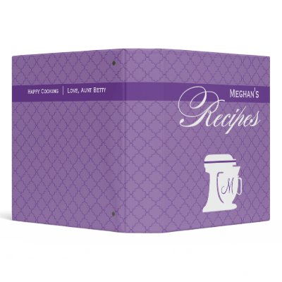 Purple Monogram Recipe Book 3 Ring Binder