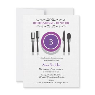 Purple Monogram Rehearsal Dinner Invitation