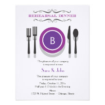 Purple Monogram Rehearsal Dinner Invitation